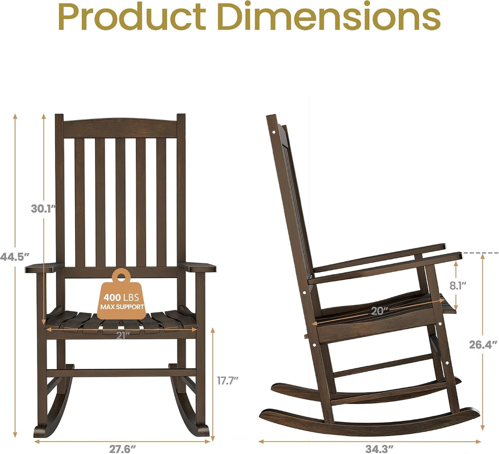 SUPER DEAL Outdoor Rocking Chair, All Weather Resistant Outdoor Indoor Wood P...