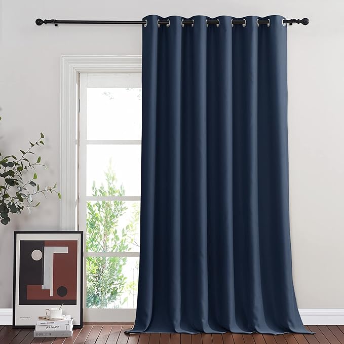 NICETOWN Blackout Navy Blue Bedroom Curtain 118 inches Long, Grommet Thermal ...