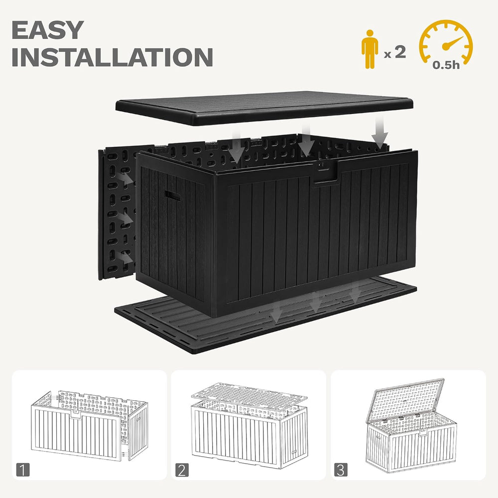 DWVO 180 Gallon Double-Wall Deck Box, XL Large Resin Outdoor Storage Box, Loc...