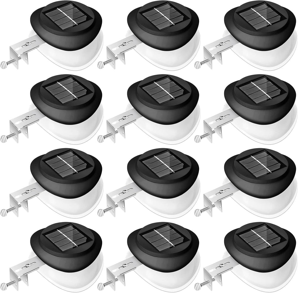 Yinder 12 Pieces Solar Gutter Lights Outdoor 9 LED Waterproof Gutter Solar Li...
