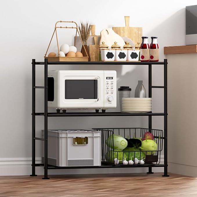 Storage Shelves - 3 Tier Shelf Organizer, Heavy Duty Garage Shelving Unit wit...
