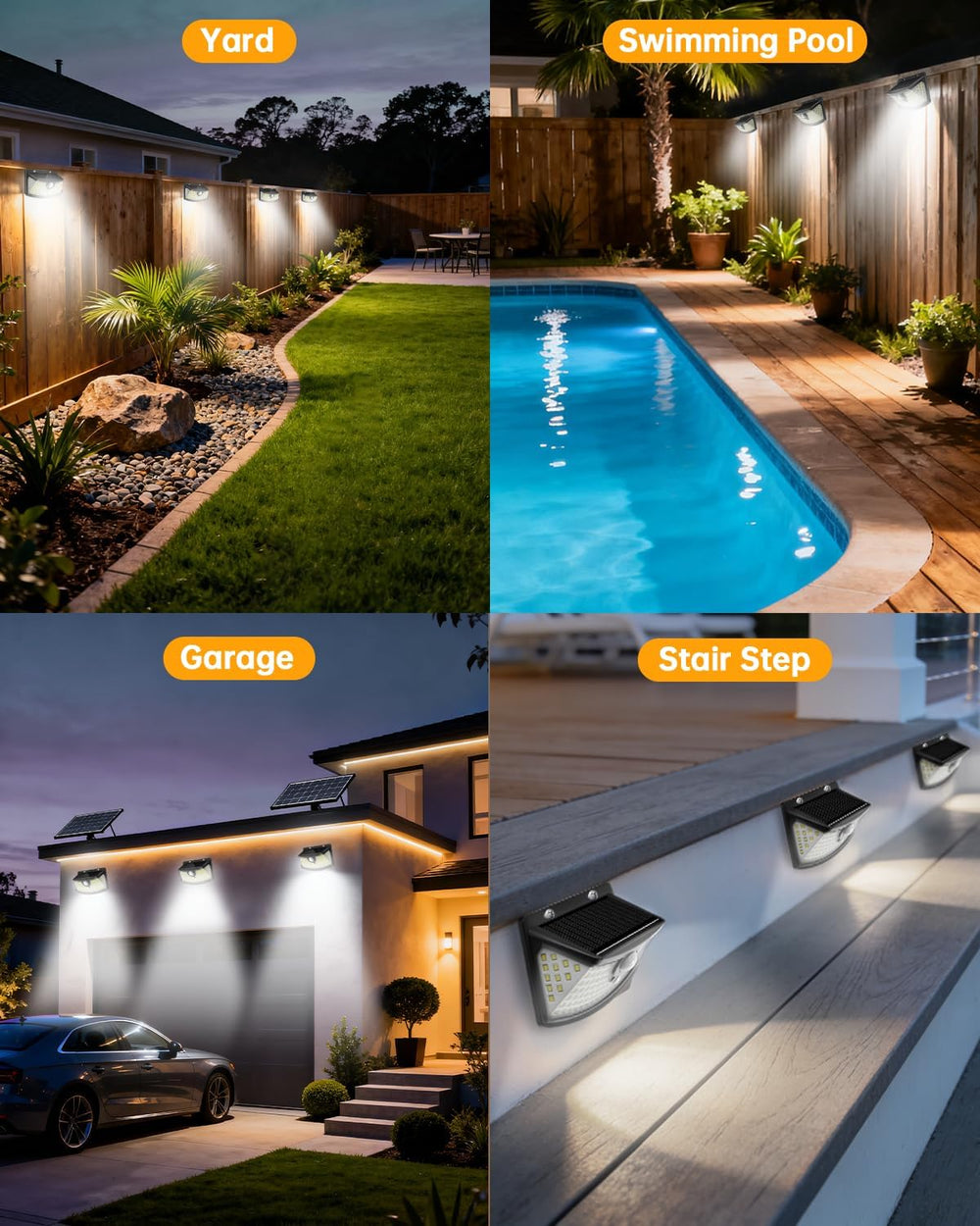 Aootek Solar Motion Sensor Lights Outdoor 120 LEDs, Black, 8 Pack