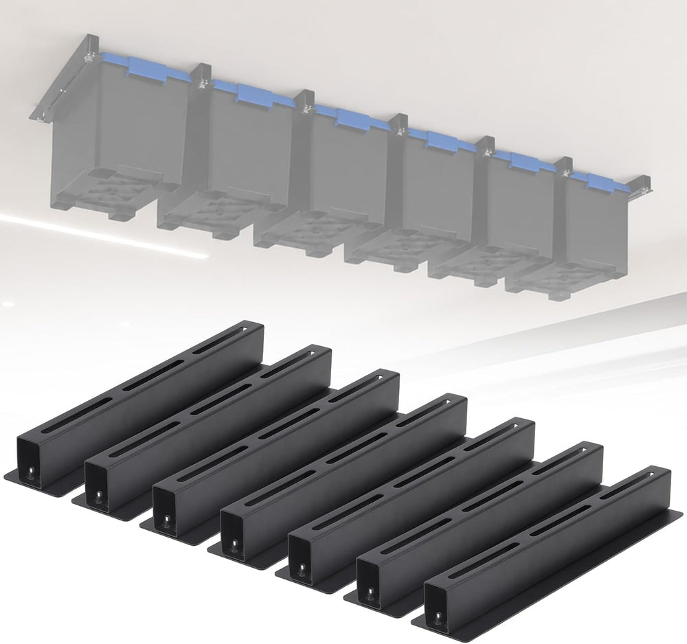 Garage Ceiling Storage Racks for 6 Bins, 17" Heavy Duty Steel Rails, Ove...