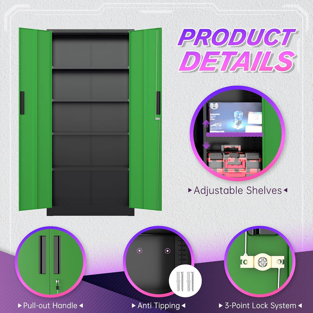 Superday Metal Storage Cabinets, 71" Storage Cabinet with Locking Door, ...