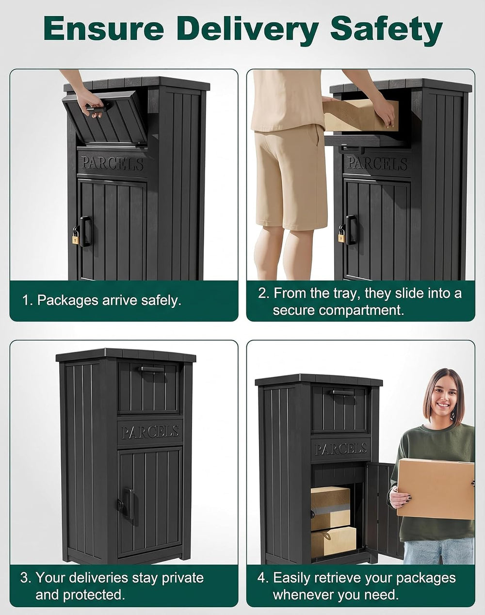 Package Delivery Box for Outside, Large Parcel Drop Box with Lockable Secure,...