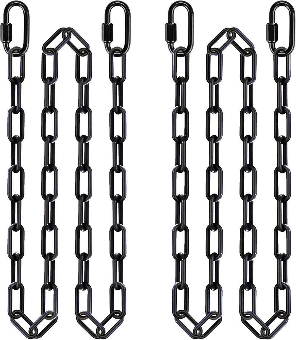 2Pcs 100" (8.3ft) Swing Chain with Hooks 1000 LBs Capacity Black Coated ...