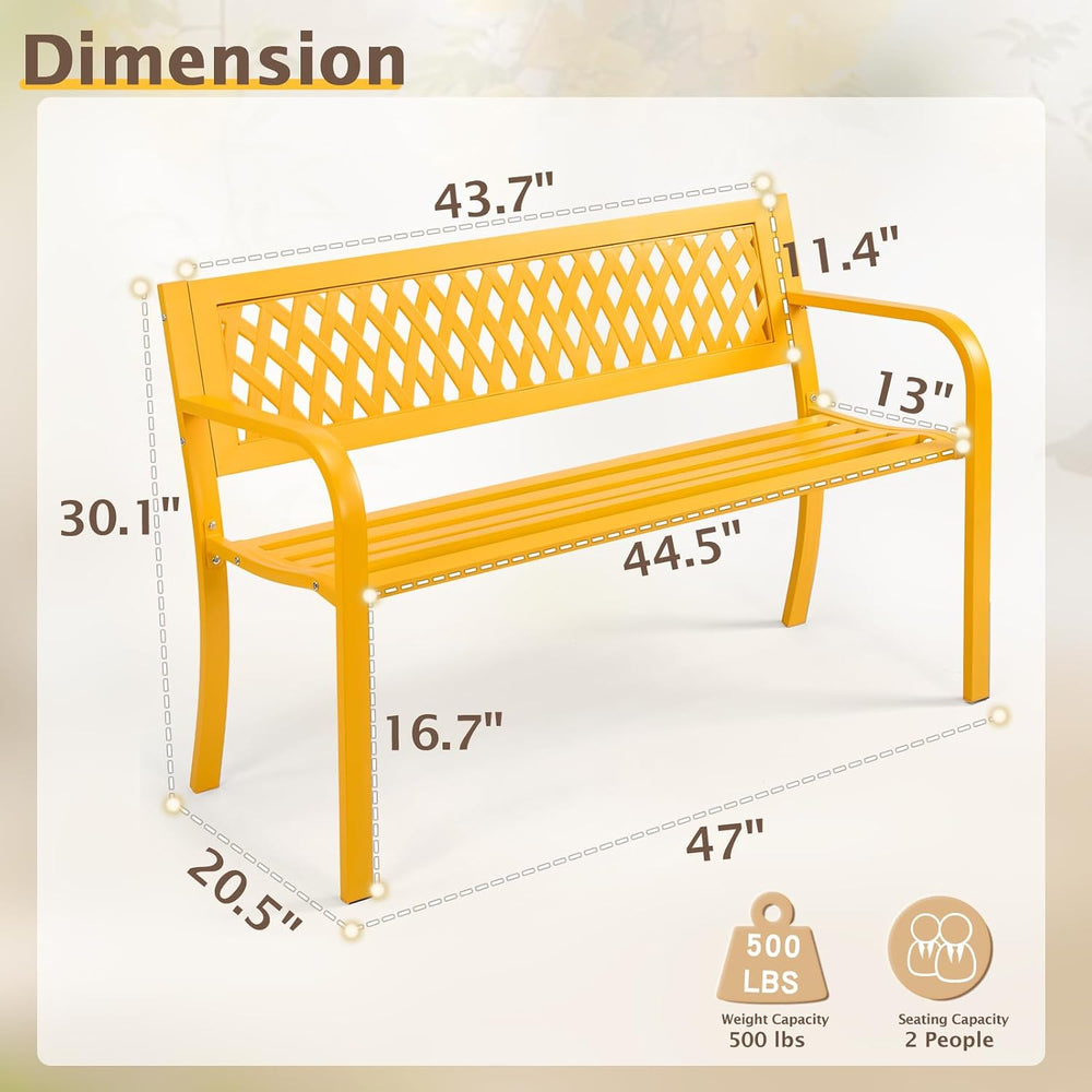 VINGLI 47'' Outdoor Bench, Weather Resistant Garden Patio Bench Powde...
