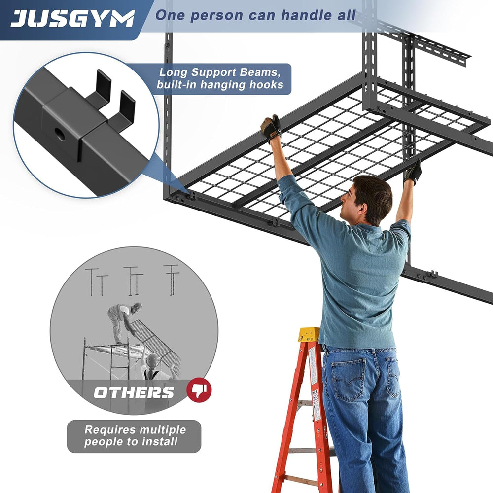 3X6FT Overhead Garage Storage Rack 450LBS Capacity, 26"-40" Height ...