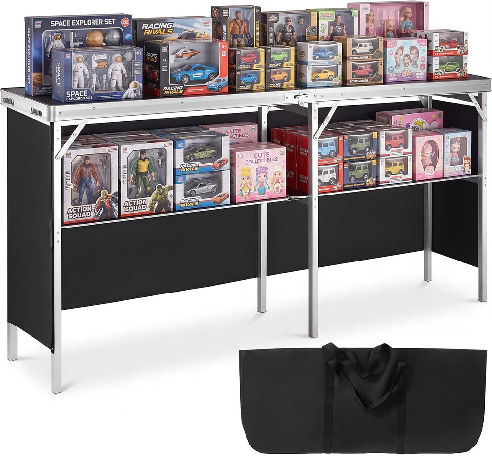 VEVOR Extra Long Folding Portable Bar Tradeshow Podium Table for Indoor, Outd...