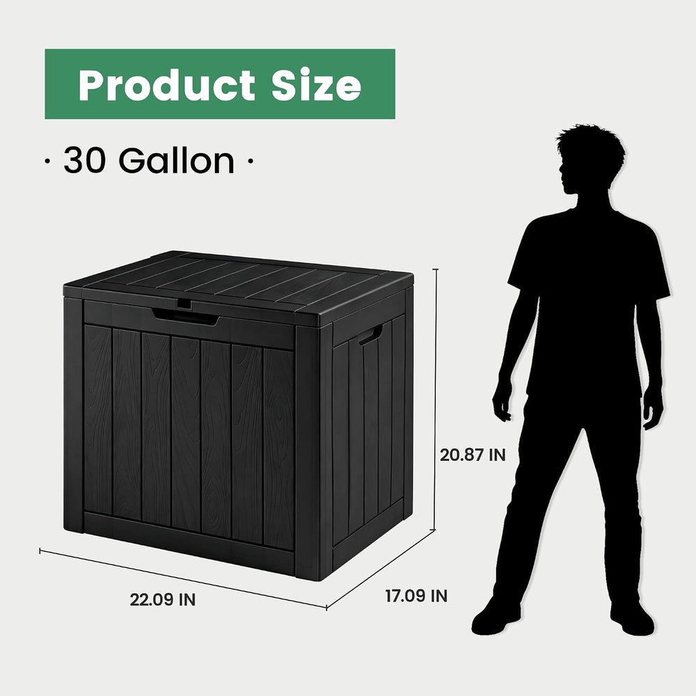 30 Gallon Outdoor Storage Box, Waterproof Resin Deck Box with Side Handles, L...