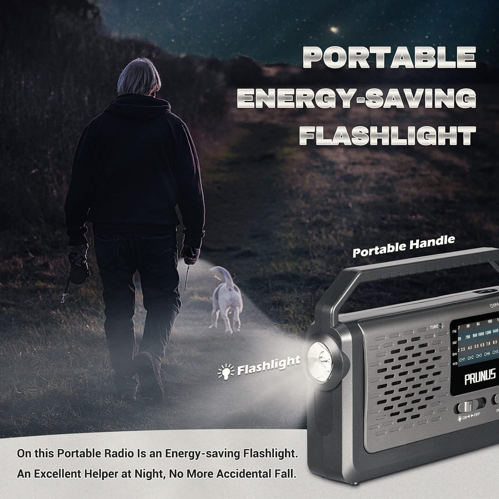PRUNUS NOAA Weather AM FM Portable Radio,Battery Operated Radio by 3X D Cell ...