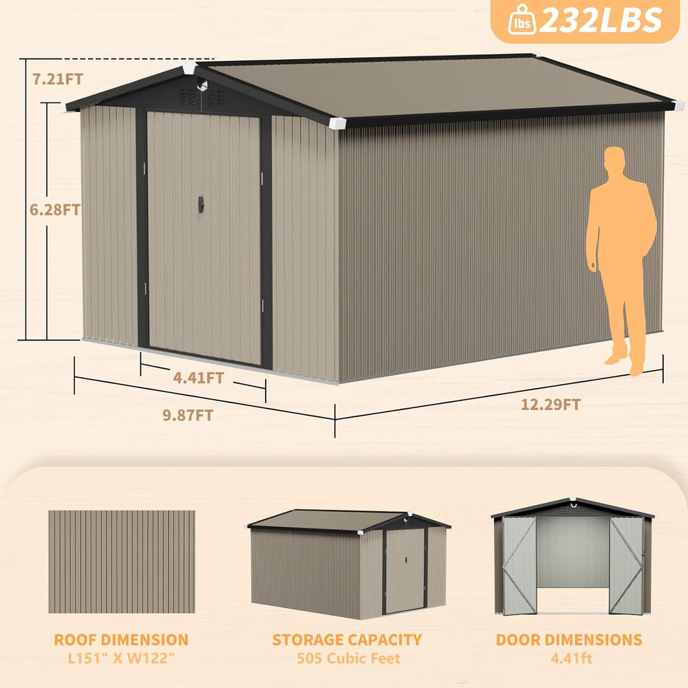 Metal Storage Shed 10x12 FT Outdoor Storage Building