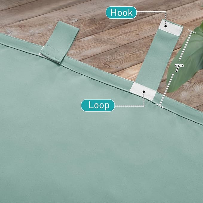 NICETOWN 2 Panels Aqua Blue Outdoor Curtainss for Patio Waterproof, Self-Stic...