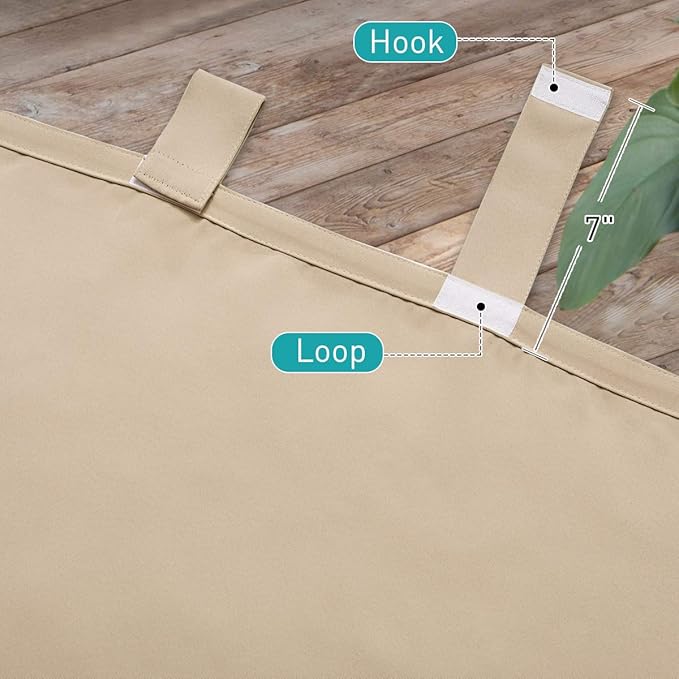 NICETOWN 2 Panels Detachable Sticky Tab Top Thick Outdoor Curtains for Patio ...