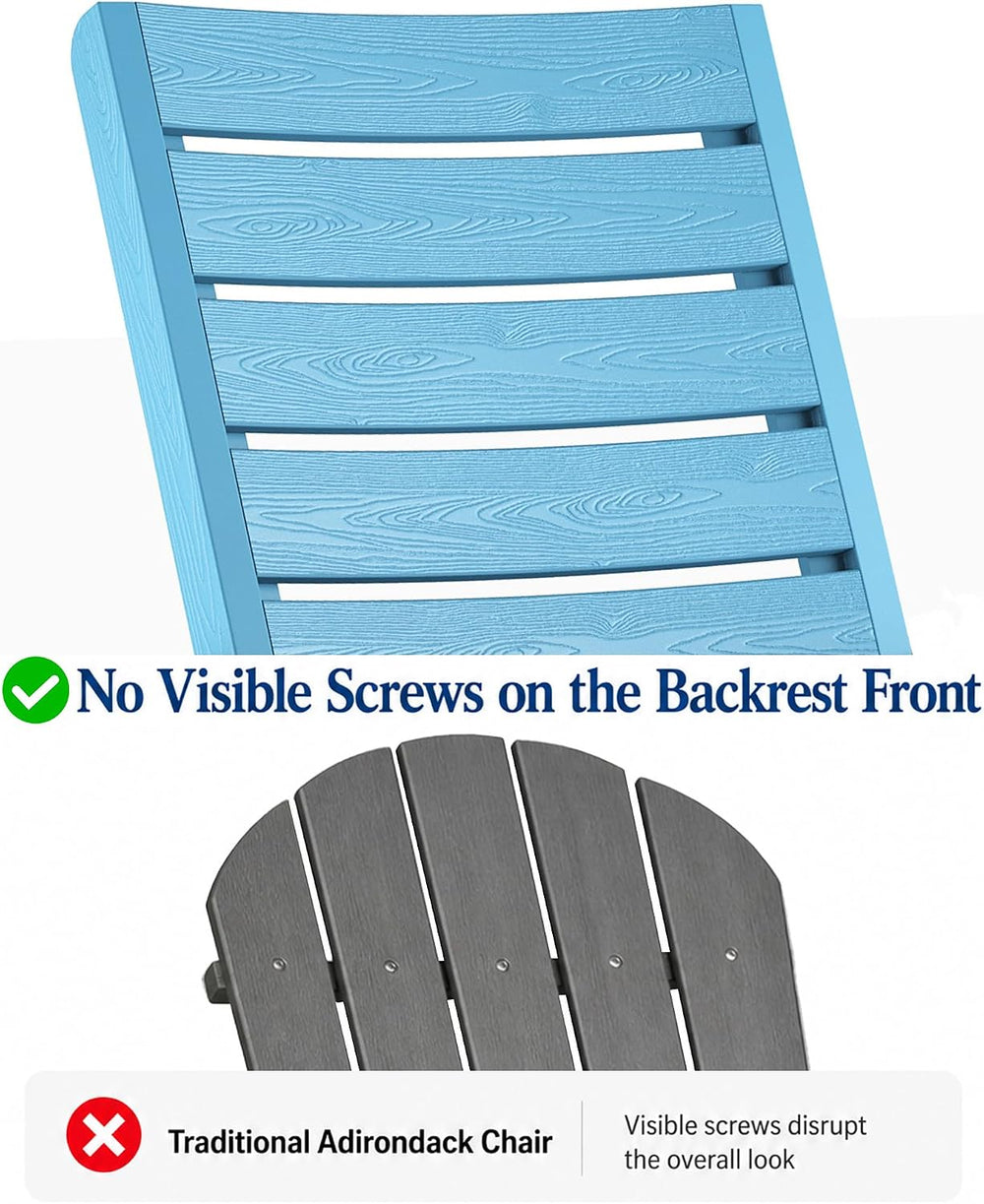 YEFU Adirondack Chair Set of 2 Outdoor, Arc Backrest & Cup Holder, Blue