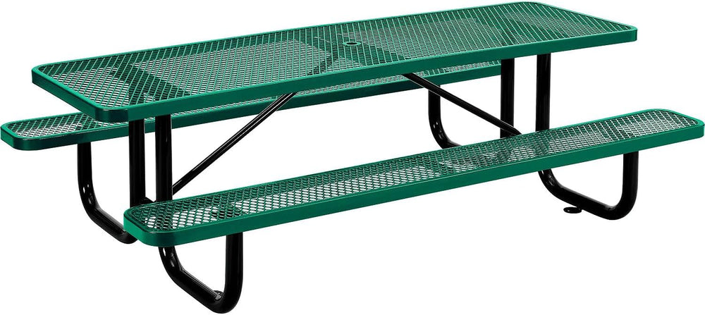 Global Industrial 8’L Rectangular Picnic Table, Expanded Metal, Green Thermop...