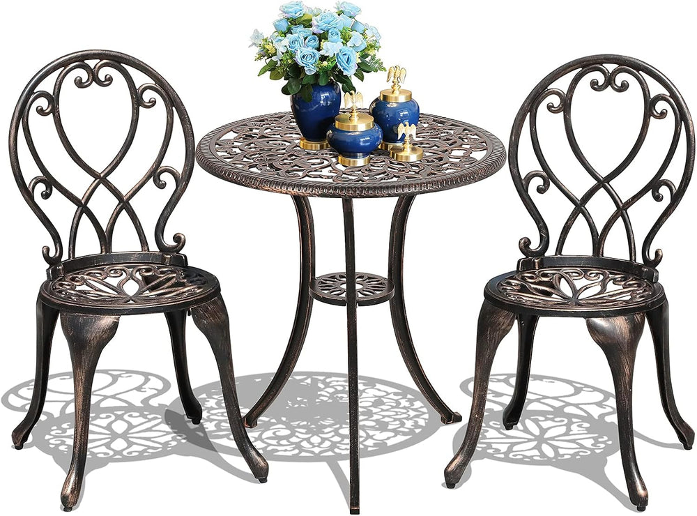 COBANA 3 Piece Outdoor Bistro Set, Patio Dining Retro Table and Chairs