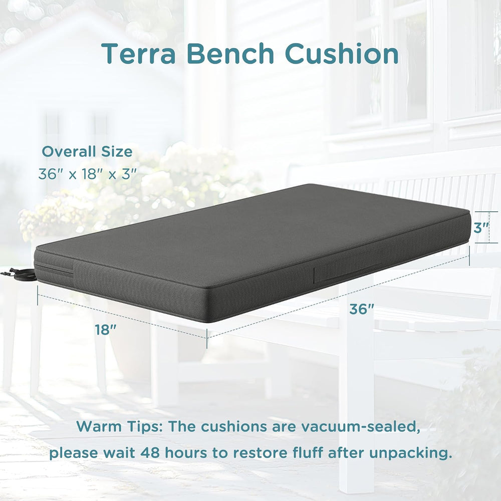 Codi Outdoor Bench Cushion for Patio Furniture, 36x18, Grey