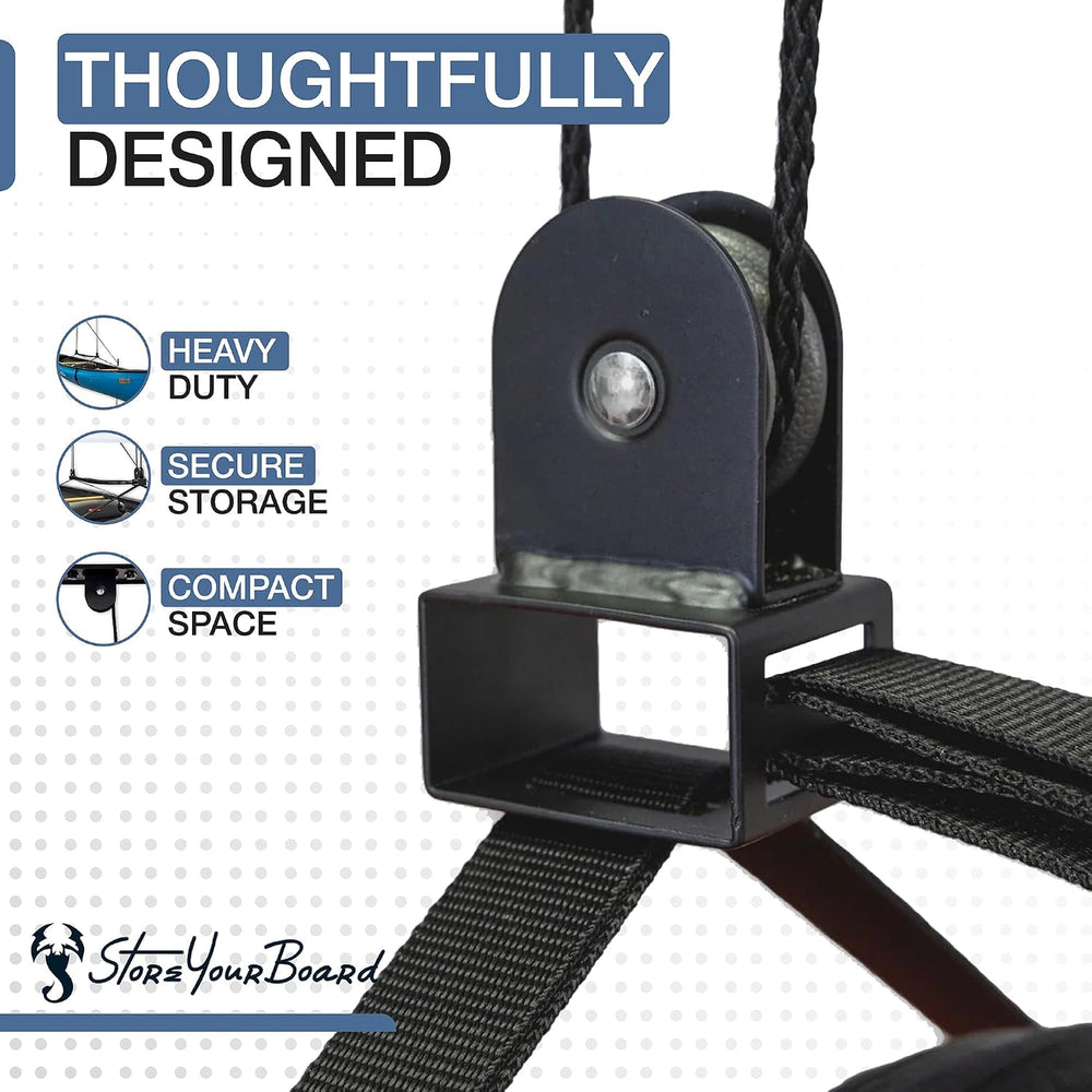 StoreYourBoard Ladder Storage Ceiling Pulley System, Garage Mount Hoist, Heav...