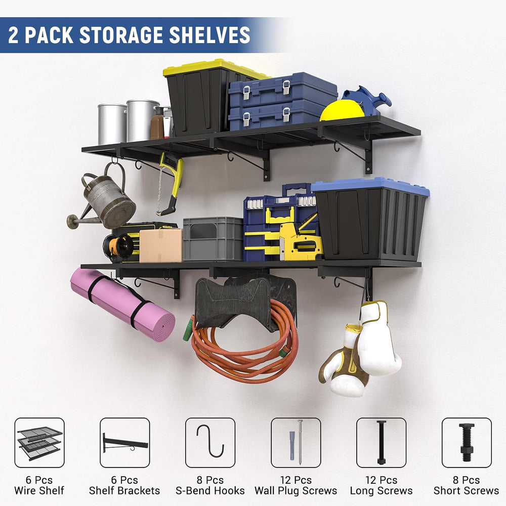 2 Pack Garage Wall Shelf, Heavy Duty Garage Shelving, 46"X 12.5" Wa...
