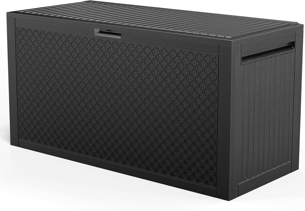 VINGLI 90 Gallon Lockable Durable Outdoor Storage Box, Black
