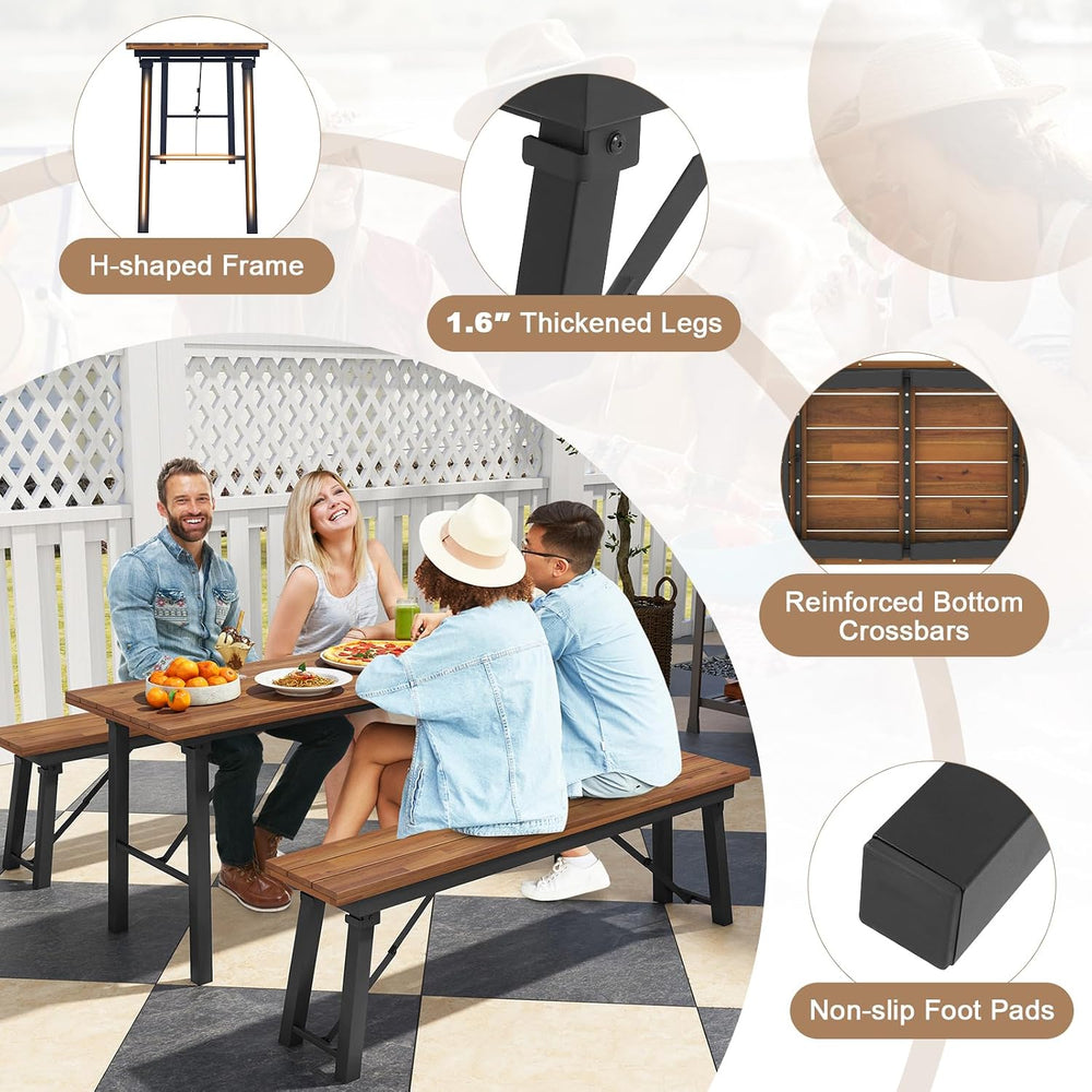 Tangkula 59" Narrow Outdoor Dining Table for 4-6, Natural