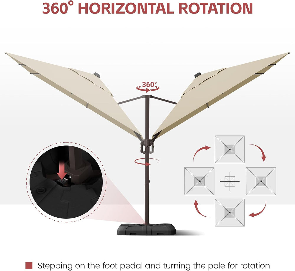 10x10 FT Cantilever Offset Patio Umbrella with Base Included