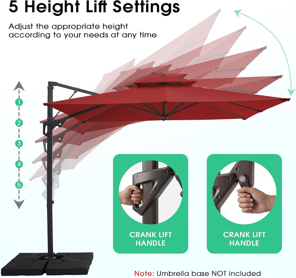 JEAREY 10x10 ft 2-Tier Cantilever Patio Umbrella, Outdoor Offset Umbrella