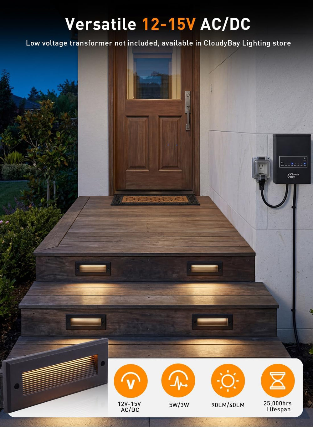 CLOUDY BAY [6 Pack] 9 Inch 5CCT Low Voltage LED Outdoor Step Lights 12V-15V 3...