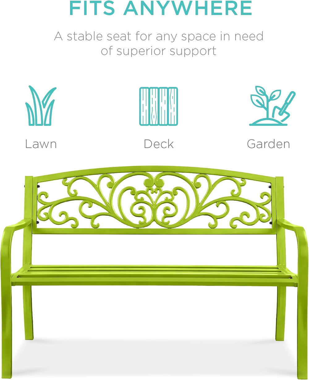 Best Choice Products Outdoor Bench Steel Garden Patio Porch Furniture for Law...