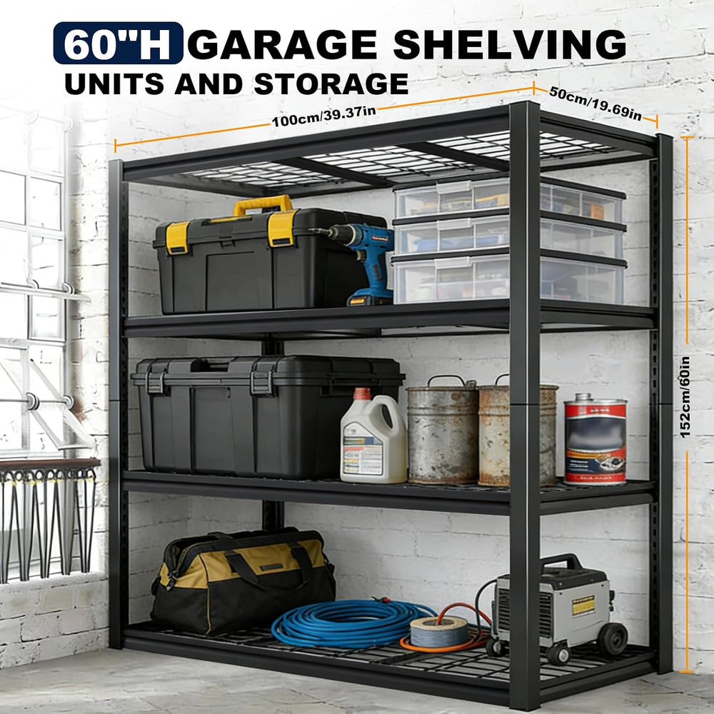 40''W Garage Storage Shelves, Heavy Duty Metal Shelving, 2240LBS