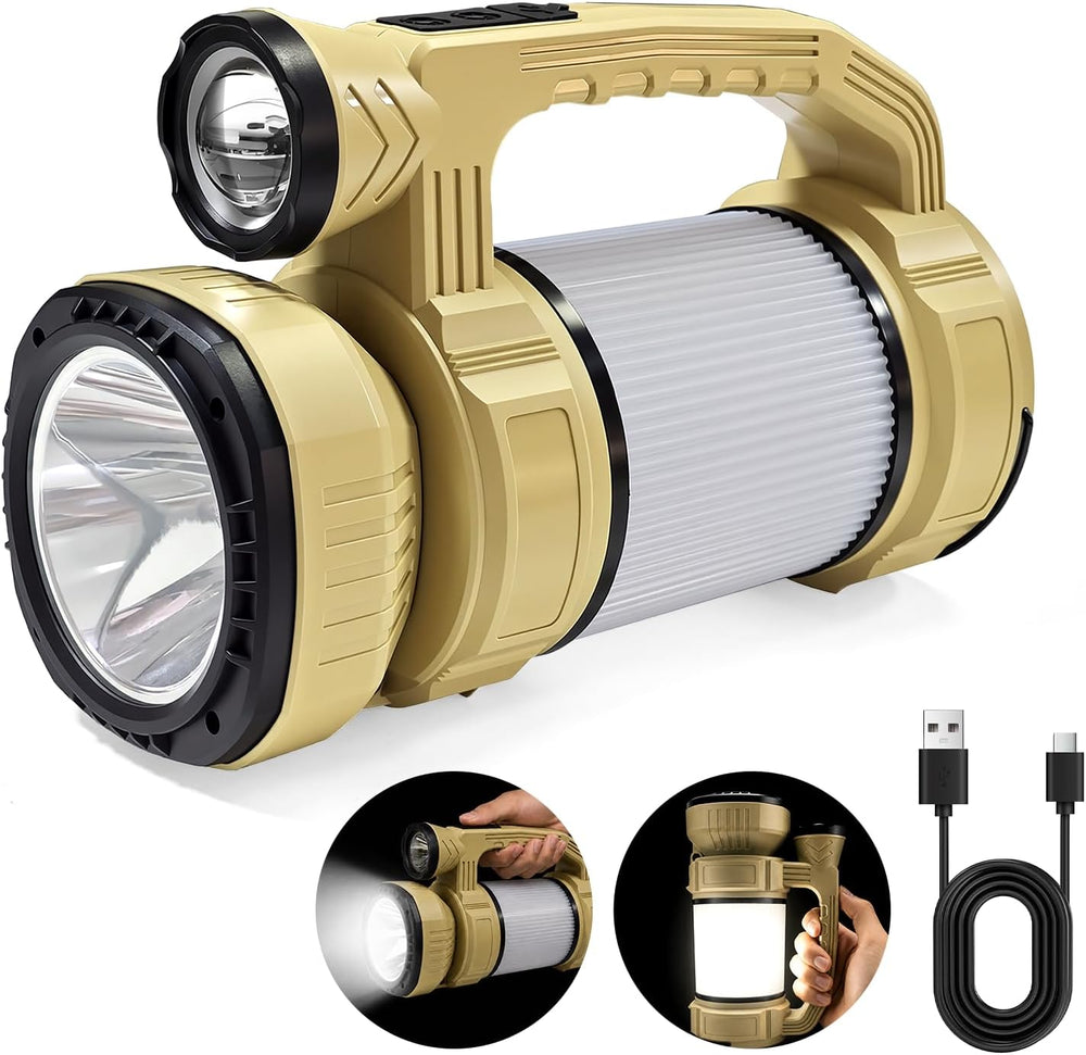 Handheld LED Rechargeable Spotlight Flashlight Lantern,Yellow