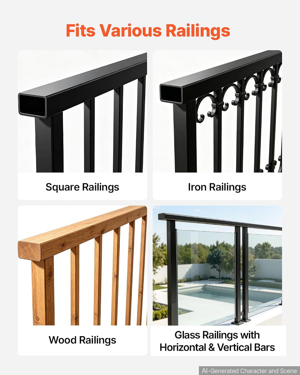 VEVOR Balcony Hanging Table 49" x 9.4" 60 lbs Balcony Railing Bar T...