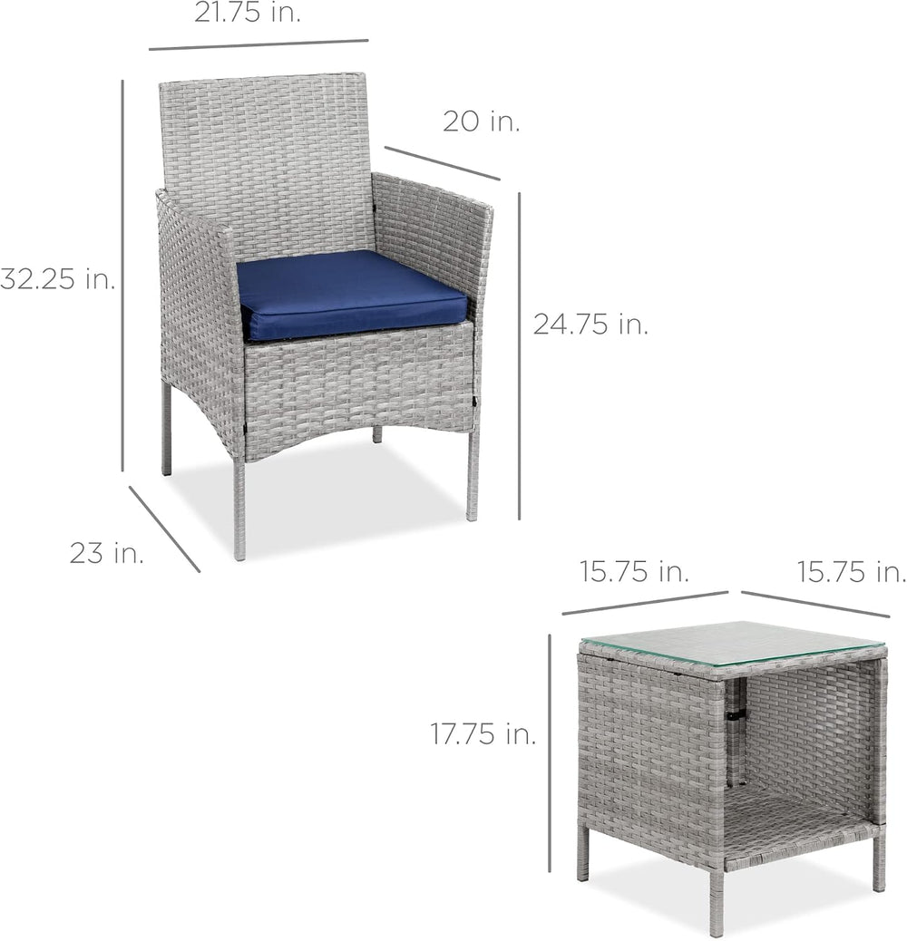 Best Choice Products 3-Piece Outdoor Wicker Conversation Bistro Set, Space Sa...