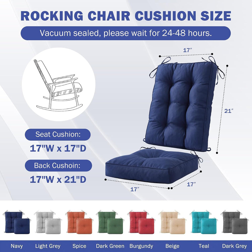 Rocking Chair Cushion, Waterproof and Fade-Resistant Patio Chair Cushions, Tu...