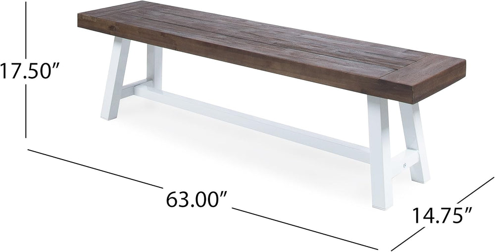 Christopher Knight Home Carlisle Outdoor Acacia Wood Dining Bench with Metal ...
