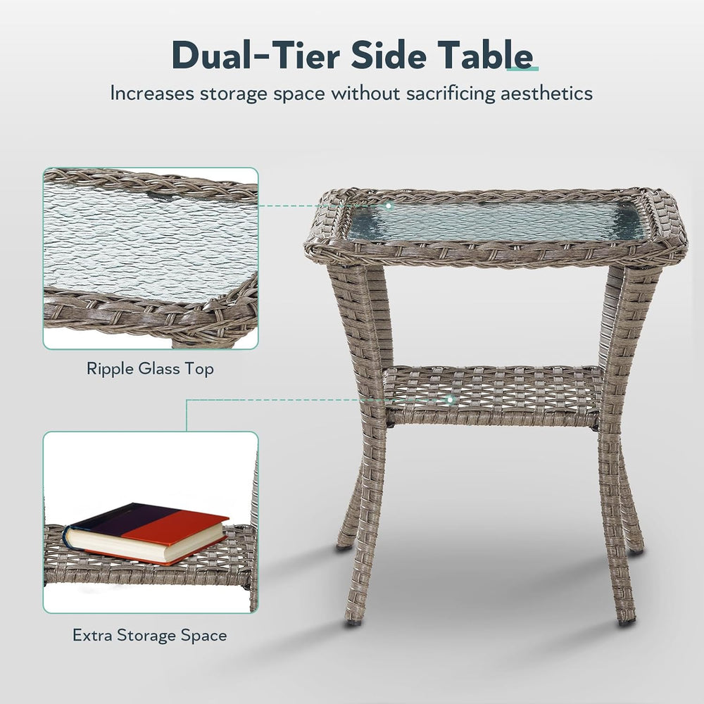 Outdoor Swivel Glider Rocker Chairs - 3 Piece Wicker Patio Furniture Set, All...