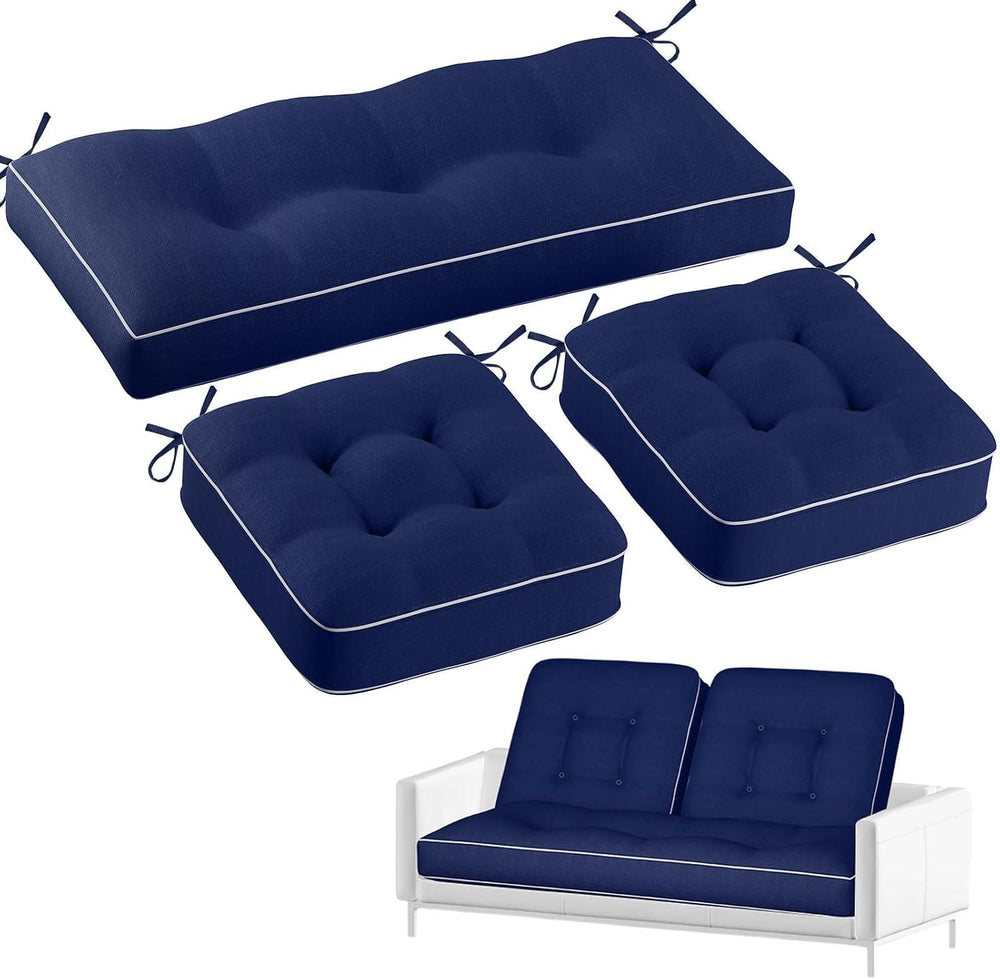 Wenqik 44 x 19 x 4 Inch Outdoor Bench Cushion Set of 3 Waterproof Tufted 1 Pa...
