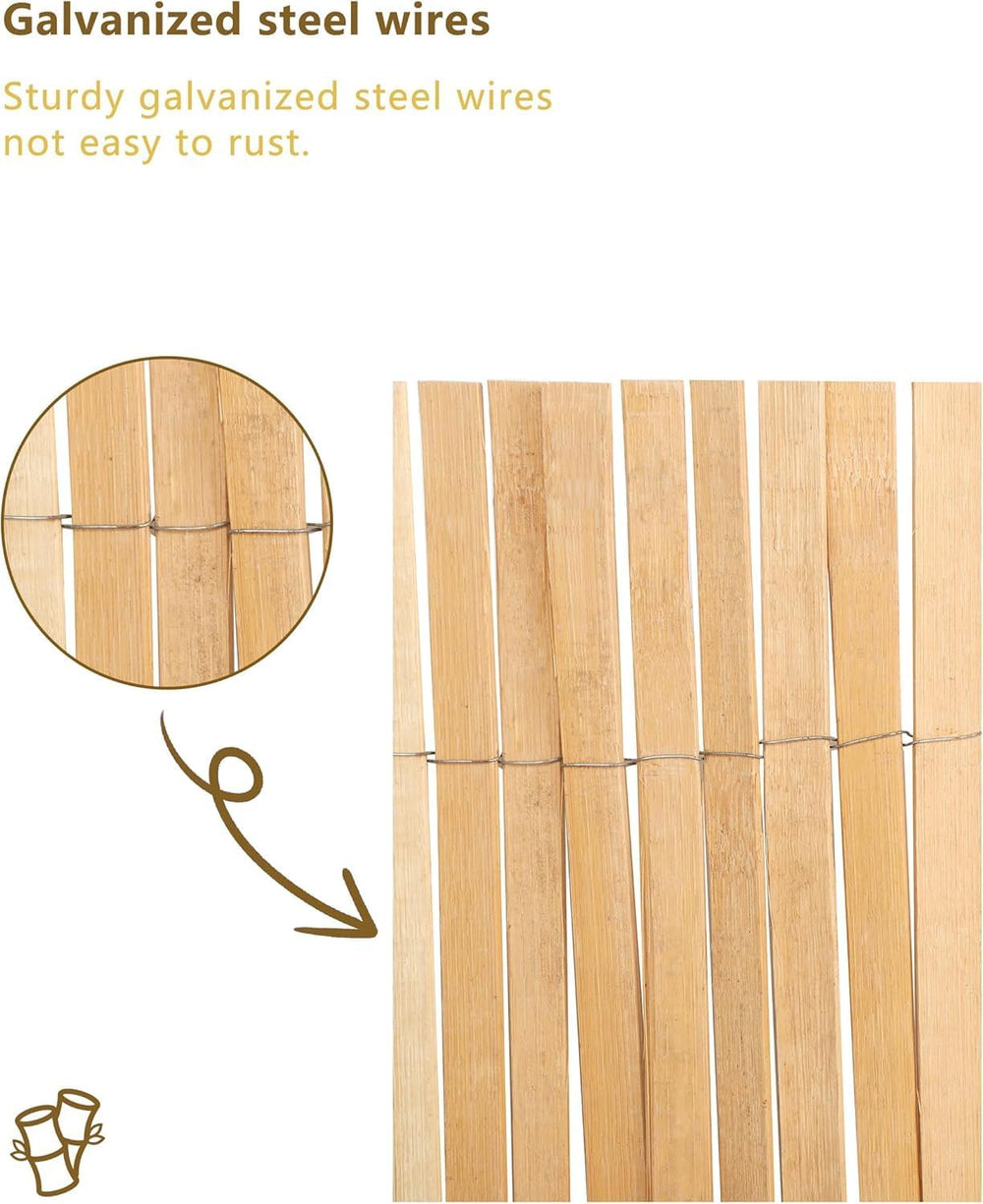 Natural Bamboo Slat Screening for Indoor or Outdoor Garden (6FT x 10FT)