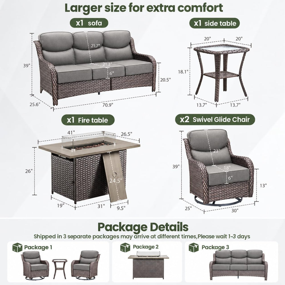Luxury Patio Furniture Set with 6-inch Thick Cushion, Outdoor Furniture with ...