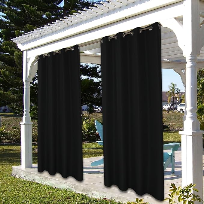BONZER Waterproof Indoor/Outdoor Curtains for Patio Thick Privacy Grommet Cur...