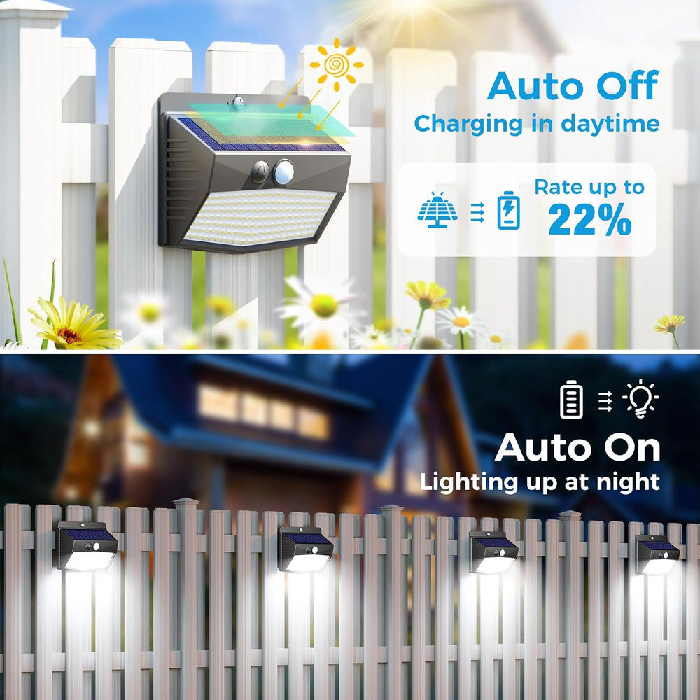 Peasur Solar Motion Sensor Outdoor Light 12Pack, 138 LED, Black-Cool White