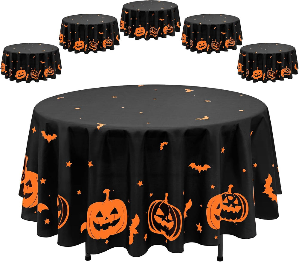 Pesonlook 6 Pack Halloween Tablecloth Round 90 Inch Pumpkin Table Cloth