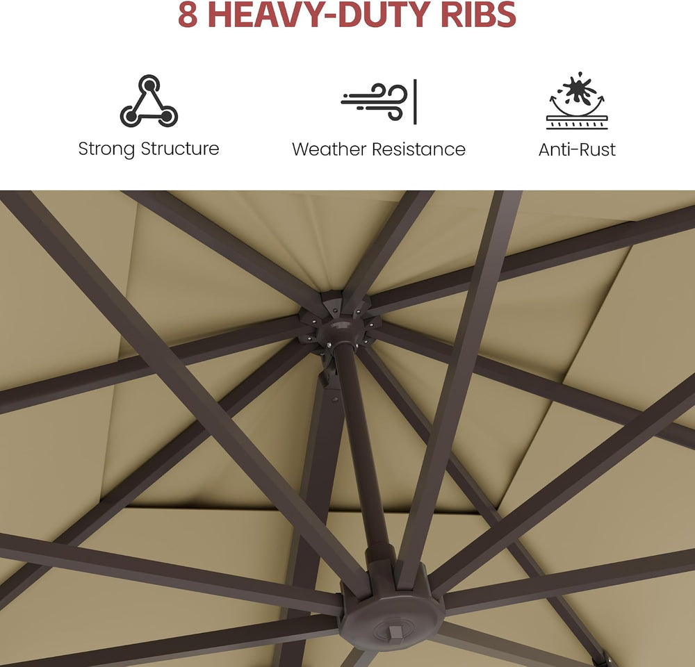 10x10 FT Cantilever Offset Patio Umbrella with Base Included
