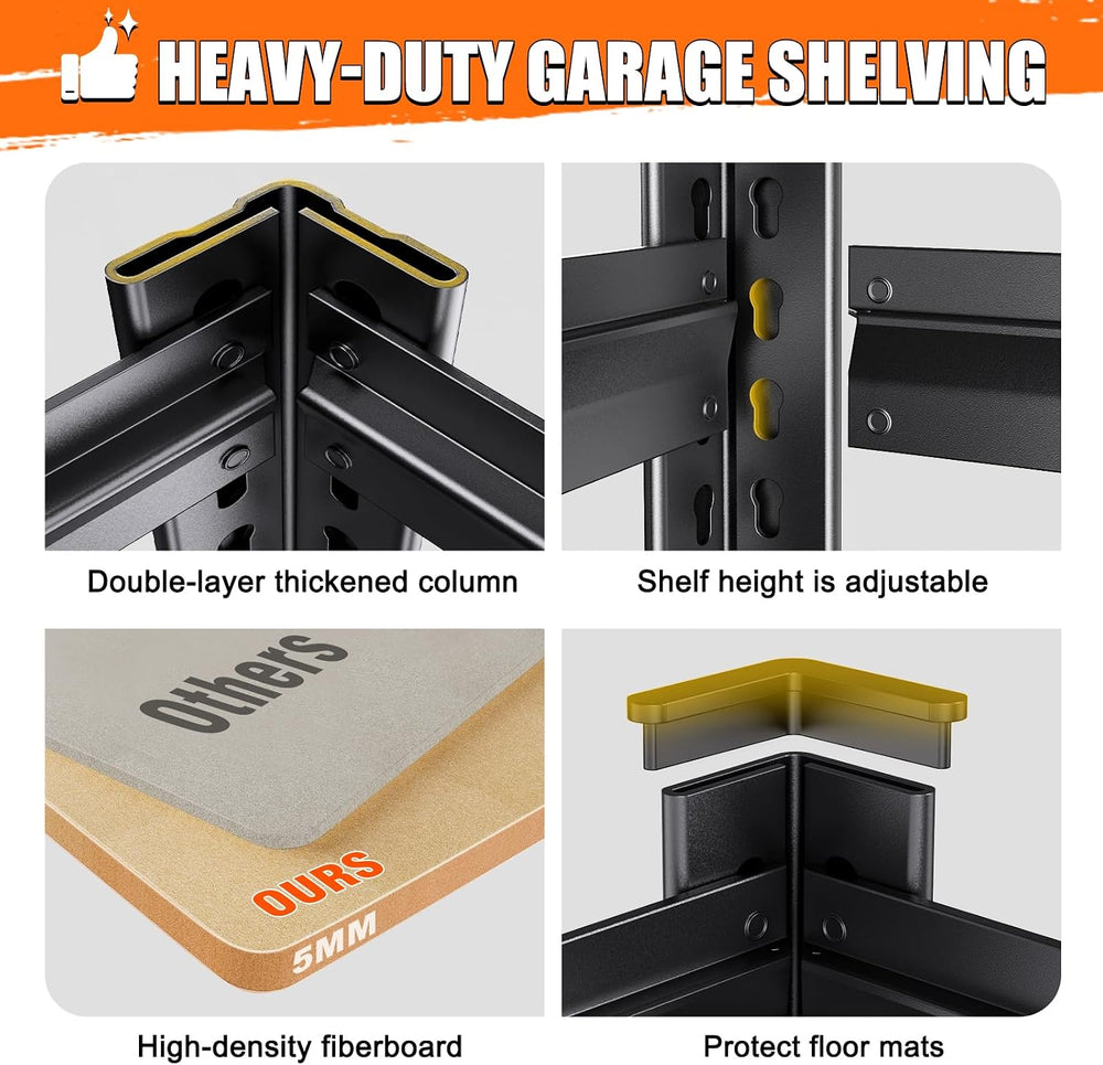 71" H-35 W Garage Shelving-5 Tier Storage Shelves,Adjustable Heavy Duty ...