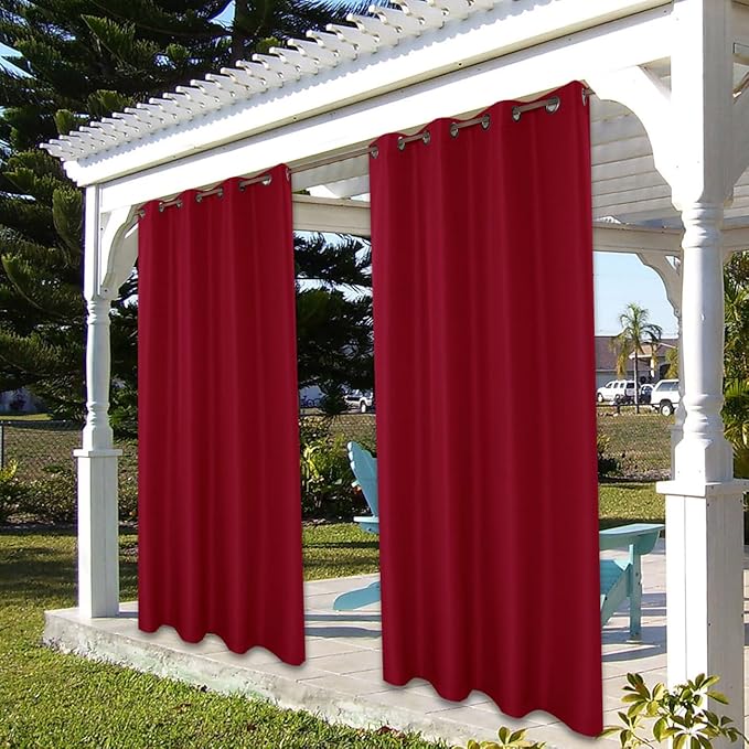BONZER Outdoor Waterproof Curtains for Patio Privacy Grommet Light Filtering ...
