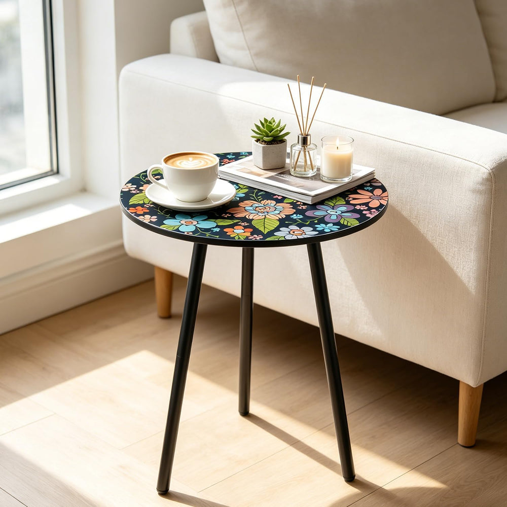 Outdoor Side Table Set of 2 Patio Side Tables for Outside Black End Tables Sm...