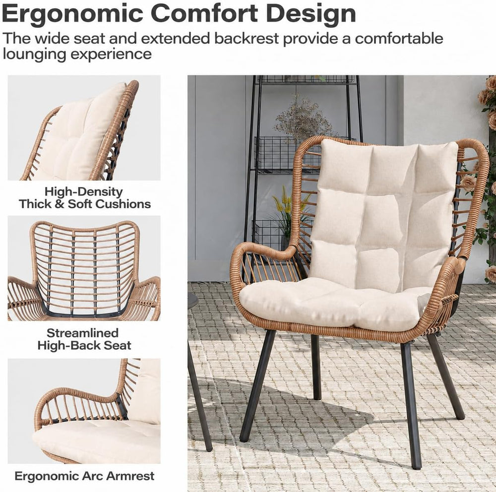 LAUSAINT HOME 3 Piece Outdoor Bistro Set, Small Patio Furniture Set with Coff...