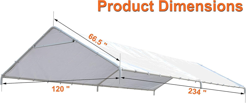 Thanaddo 10 x 20 Ft Carport Replacement Canopy Cover Garage Top Tent Shelter ...