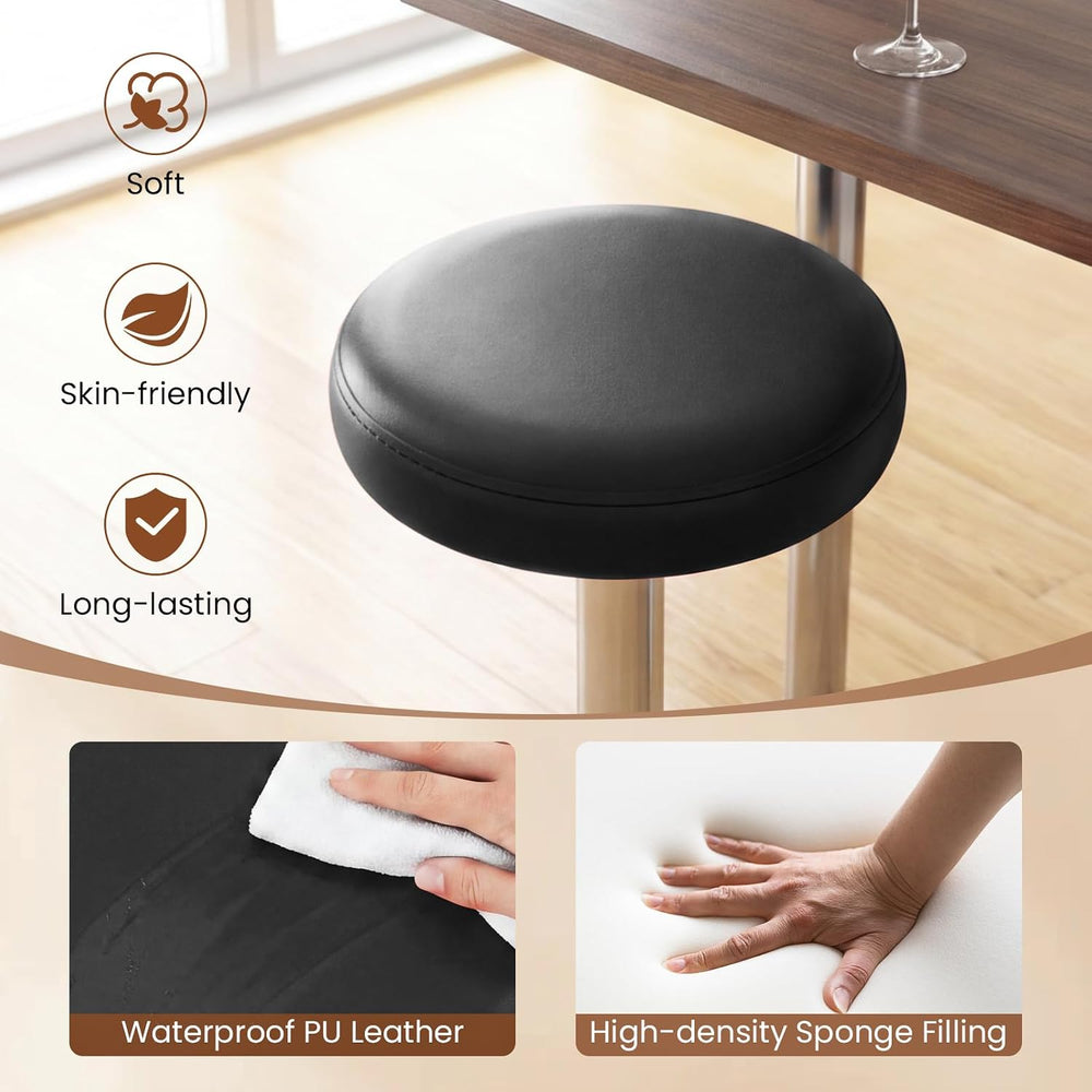 COSTWAY Height Adjustable Swivel Backless Round Bar Stools Set of 4, Black